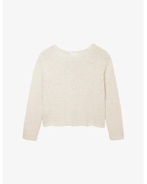 The White Company Slash-Neck Textured-Knit Cotton And Linen Sweater - White