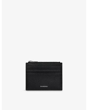 Sandro Branded Leather Card Holder - Black