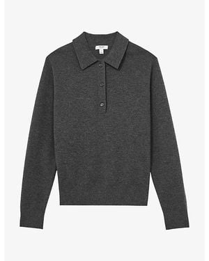 Reiss Brooke Polo-Collar Wool Sweater - Gray