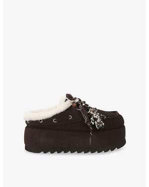 Steve Madden Cuddly Suede Slippers - Black