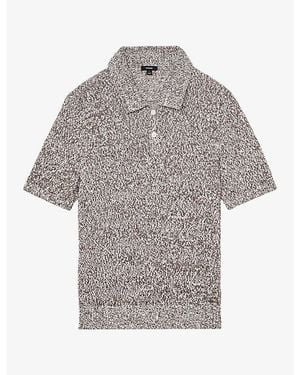 Reiss Marco Marled Cotton-Blend Polo Shirt - Grey