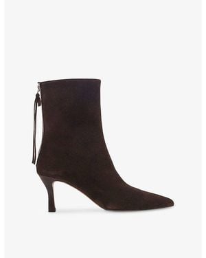 Maje Zipped Suede Heeled Ankle Boots - Black