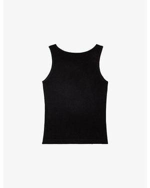 The Kooples Sleeveless Chain-Embellished Stretch-Woven Top - Black