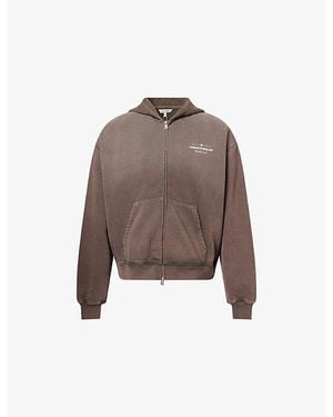 The Couture Club Spray-Wash Zip-Up Cotton Hoody - Brown