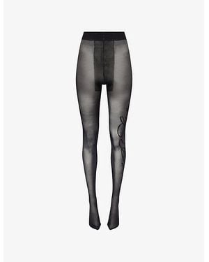 Jean Paul Gaultier Logo-Script Sheer Tights - Gray