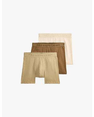 Polo Ralph Lauren Branded Pack Of Three Stretch-Cotton Boxer Briefs - Natural