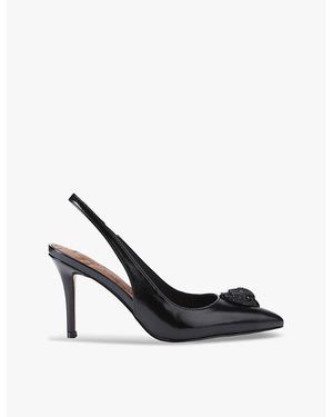 Kurt Geiger Belgravia Eagle-Embellished Heeled Leather Slingbacks - Black