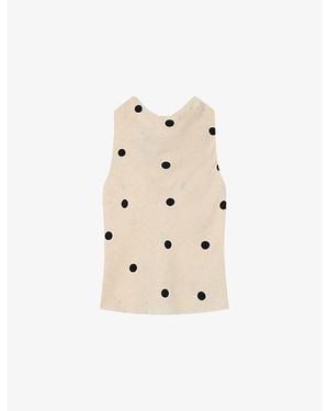 Whistles Polka-Dot Halterneck Satin Blouse - Natural
