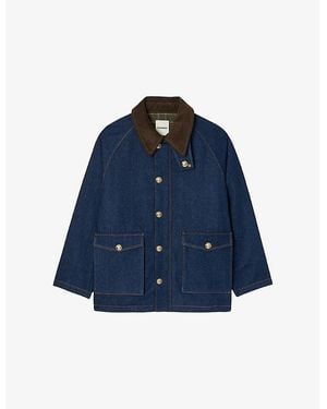Sandro Contrast-Collar Regular-Fit Denim Jacket - Blue