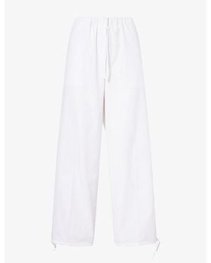 TOTEME Drawstring Cotton Trousers - White