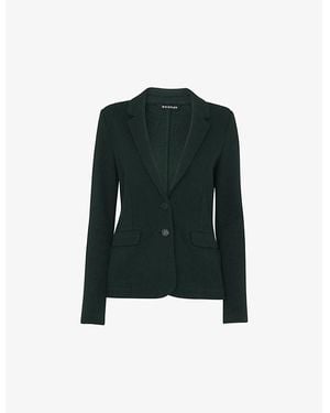 Whistles Slim-Fit Single-Breasted Cotton-Jersey Blazer - Green