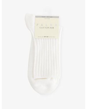 FALKE Cotton Ribbed Crew Socks - White