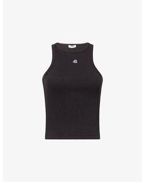 4th & Reckless Everyday Ribbed Stretch-Cotton Vest Top - Black