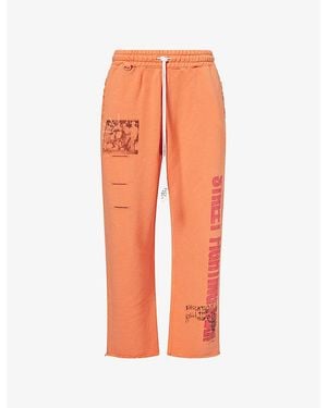 Paly Hollywood Graphic-Print Embellished Cotton Jogging Bottoms - Orange