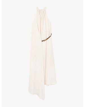 Reiss Evie Gathered Half-Belt Woven Maxi Dress - White