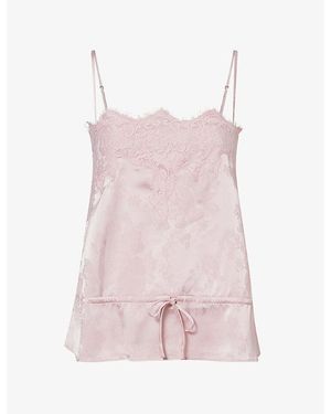 Reformation Silvia Scalloped-Neck Satin Top - Pink