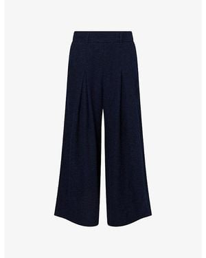ME+EM Textured Pleate Wide-Leg Woven Pants - Blue