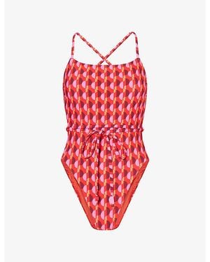 Seafolly Sorrento Reversible Square-Neck Swimsuit - Red