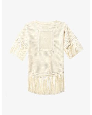 Zimmermann Indra Crochet Fringe Cotton-Knit Tunic - Natural
