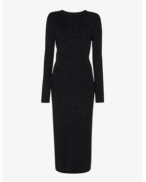 Whistles Annie Metallic Stretch-Woven Midi Dress - Black