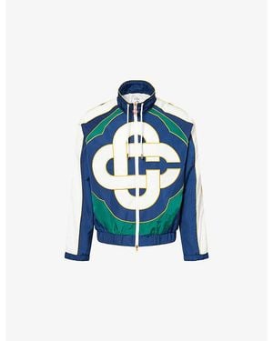 CASABLANCA Logo-Embroidered Colour-Block Soft-Shell Windbreaker Jacket - Blue
