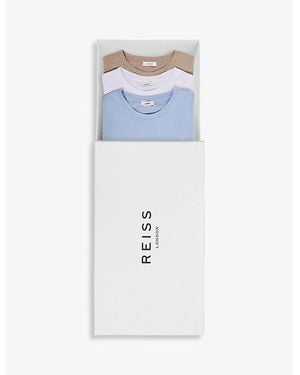 Reiss Bless Pack-Of-Three Cotton T-Shirts - Blue