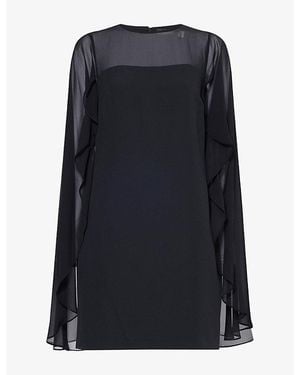 Ralph Lauren Cape Woven Cocktail Mini Dress - Black