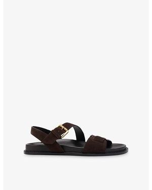 Whistles Asymmetric-Strap Suede Sandals - Black