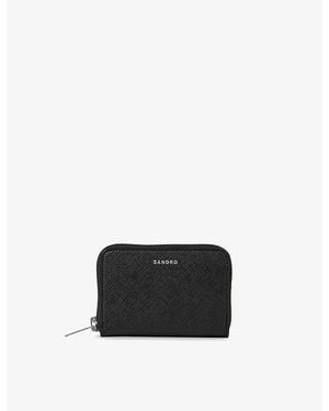 Sandro Zippd Cord Leather Wallet - Black