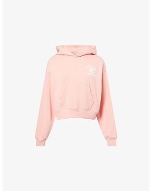 Sporty & Rich Boxy-Fit Lounge Cotton-Blend Hoody - Pink