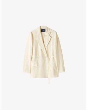 JOSEPH Amelot Pleated-Texture Silk-Blend Blazer - Natural