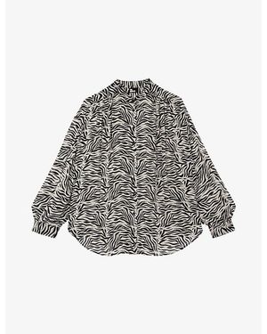 The Kooples Graphic-Print Relaxed-Fit Woven Shirt - Grey
