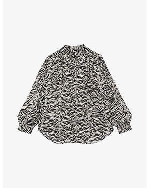 The Kooples Graphic-Print Relaxed-Fit Woven Shirt - Gray