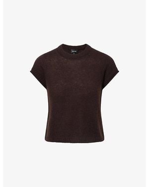 ME+EM Round-Neck Short-Sleeve Merino-Wool, Cashmere And Silk Top - Purple
