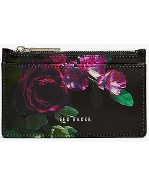 Ted Baker Alorina Floral-print Leather Card Holder - White