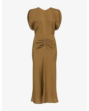 Victoria Beckham Bela Crepe-Back Satin Midi Dress - Natural