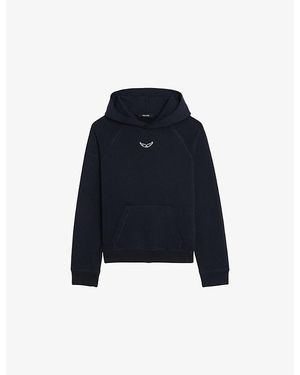 Zadig & Voltaire Georgy Logo-Embroidered Cotton Hoody - Blue