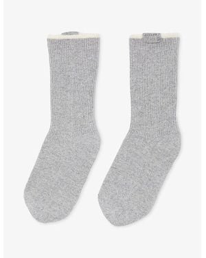 Sandro Two-Tone Knee-High Wool And Cashmere-Blend Socks - Grey