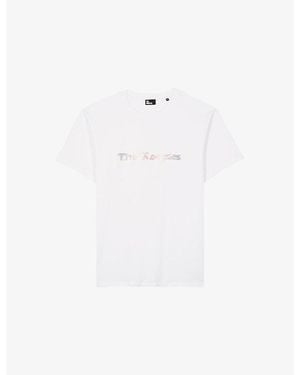 The Kooples Faded Brand-Print Regular-Fit Cotton-Jersey T-Shirt - White