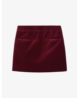 Reiss Wren Regular-Fit Velvet Mini Skirt - Red