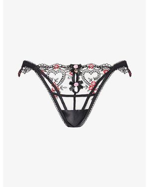 Lounge Underwear Roxie High-Rise Lace Thong - Black