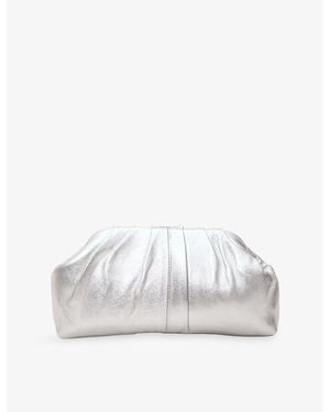 Phase Eight Metallic Faux-Leather Clutch Bag - White