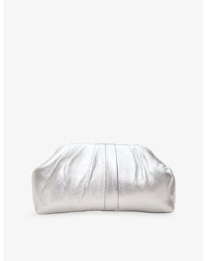 Phase Eight Metallic Faux-Leather Clutch Bag - White