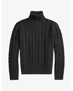 Polo Ralph Lauren Cable-Knit Turtleneck Wool And Cashmere Sweater - Black