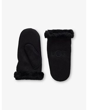 UGG Logo-Embroidered Sheepskin Mittens - Black
