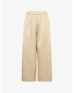 ME+EM Elevated Metallic Tailored Cropped Wide-Leg Woven Trousers - Natural