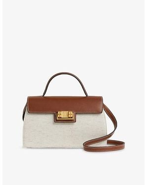Reiss Kinsley Leather And Cotton Top-Handle Bag - Brown