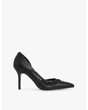 Reiss Marlene Twisted Cut-Outs Leather Heeled Courts - Black