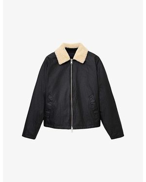 AllSaints Boston Sherpa-Collar Cotton Jacket - Black