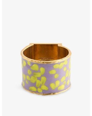 Dries Van Noten Handmade Painted Brass And Enamel Cuff Bracelet - Purple
